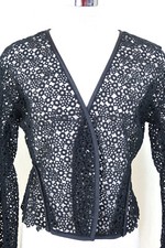 Chloe Perforated Mesh Laser Cut Black Blazer Jacket Small 38 4 6
