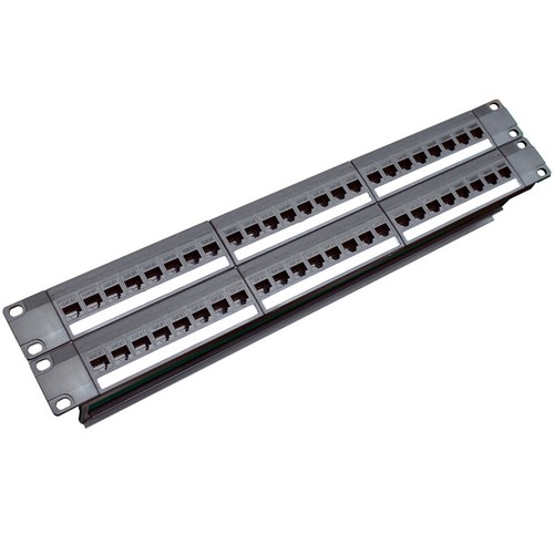 19Inch 1U Cabinet Rack Pass-Through 24 Port CAT6 Patch Panel RJ45 Cable Adapter