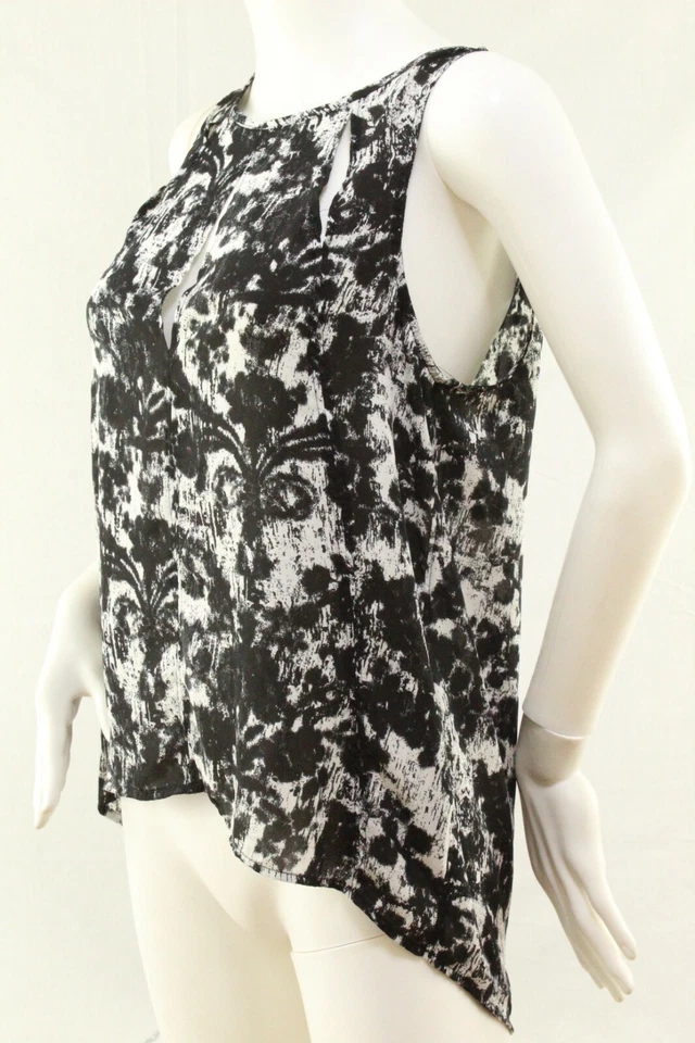 Camiseta sin mangas SILENCE + NOISE para mujer talla M recortada alta baja negra blanca PO Foto 3 de 4