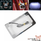 Chrome Motorcycle Curved License Plate Holder Frame & LED Plate Light For Harley