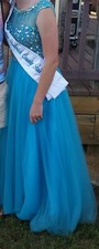 Pageant Winning Gown - Blue - Embellished With Crystals - Size 2