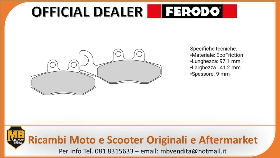 PASTIGLIE FRENO POSTERIORE PIAGGIO BEVERLY 300 TOURER 2009 2010 2011 FERODO - Immagine 2 di 2