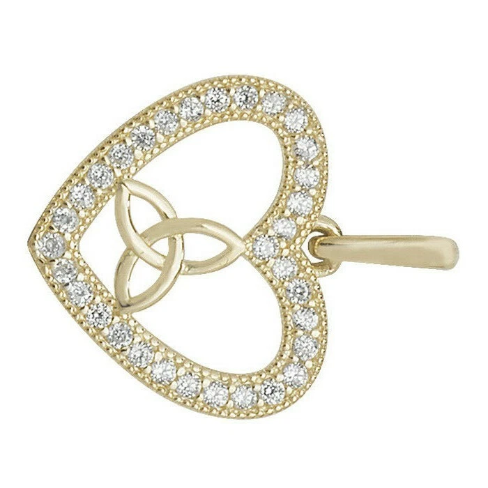 Oro Giallo Cuore Trinità Ciondolo Marchiato Britannico Fatto Tutti Chain Lengths - Immagine 2 di 3