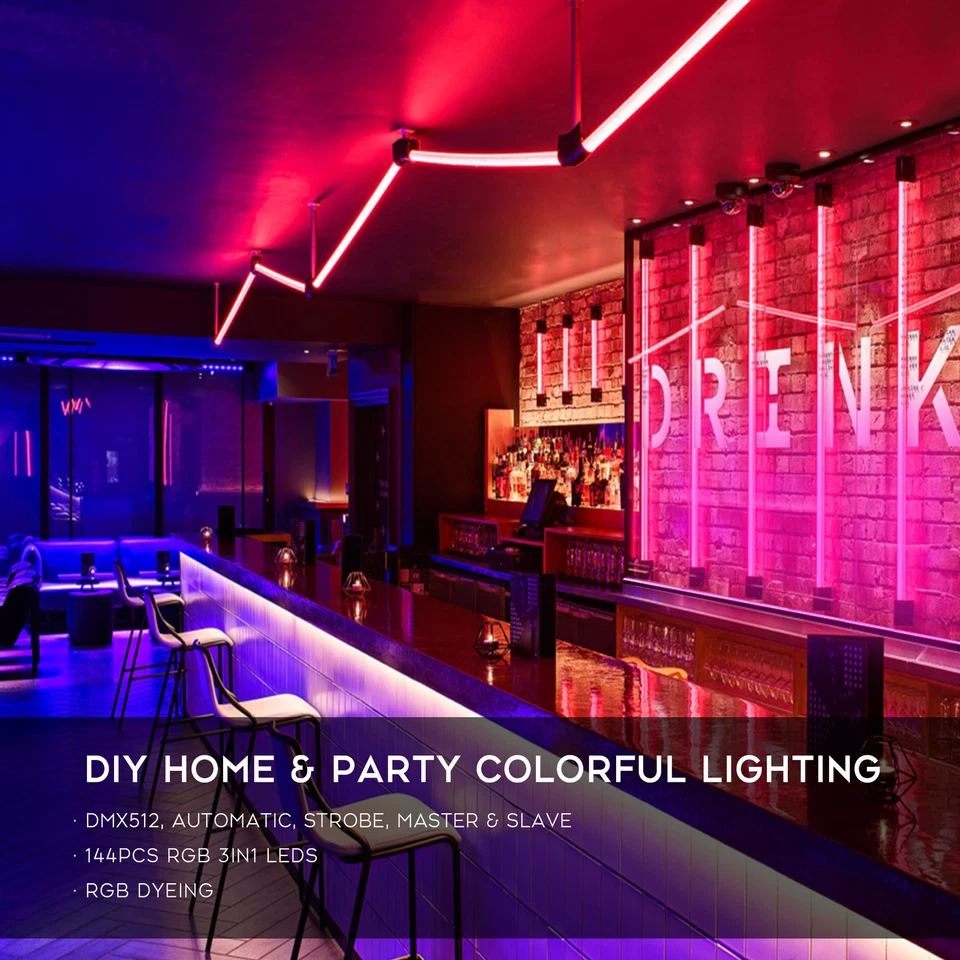 Wall Wash Bar Light DMX512 144 LED RGB 3in1 DJ Party Disco Stage Show Display - Image 4 of 4