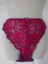 VINTAGE GOSSARD GLOSSY  FULL BUM SEMI SHEER FLORAL LACE