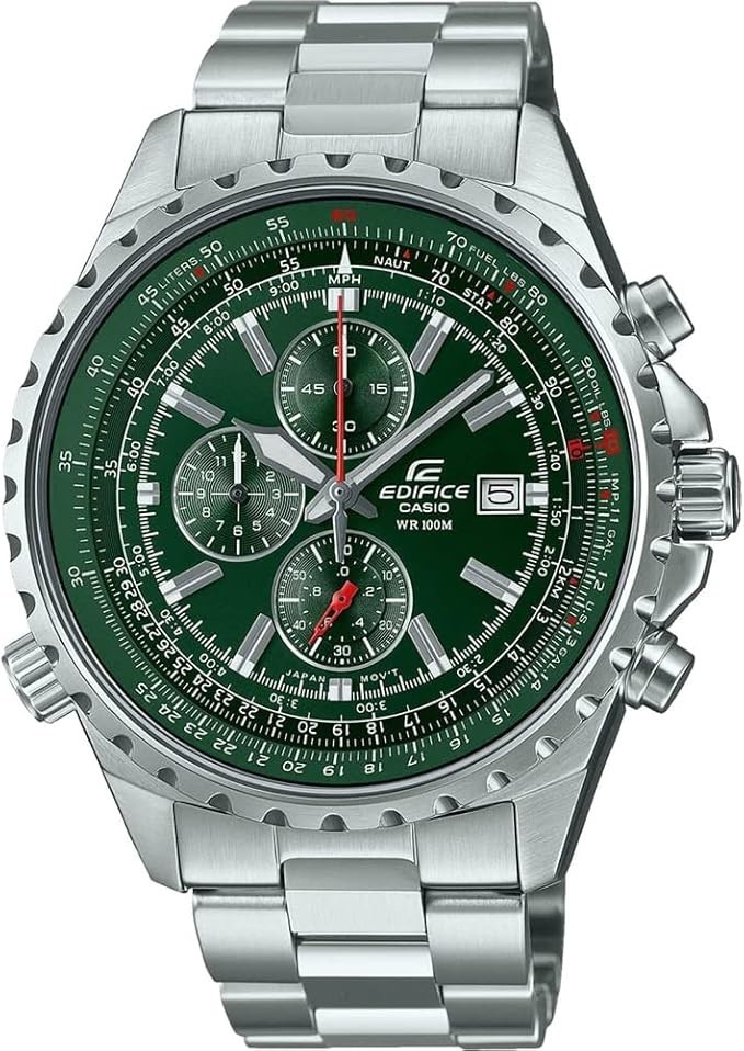 Casio EF-527D-3AV montre de pilote avec règle à calcul et chronographe étanche 100m