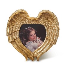 Vintage Picture Frames, 4x4 Antique Angel Wings Heart Shaped Memorial Photo F...
