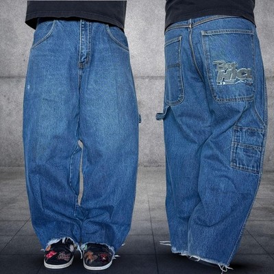 Big Hi Baggy Jeans JNCO Style Blue Denim Wide Leg Y2K Skater Mens
