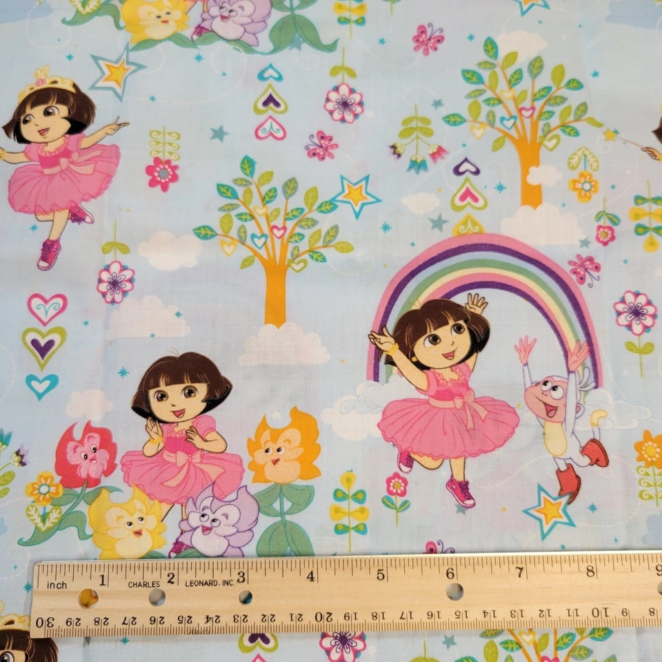 Cotton Fabric Dora Dancing With Rainbow N Trees 2011 Springs Creative 43” x 44” - Image 4 of 4
