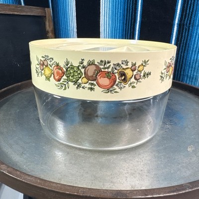 Vintage Pyrex Spice of Life Glass Storage Container Canister Vege/Herb Motif 4 -