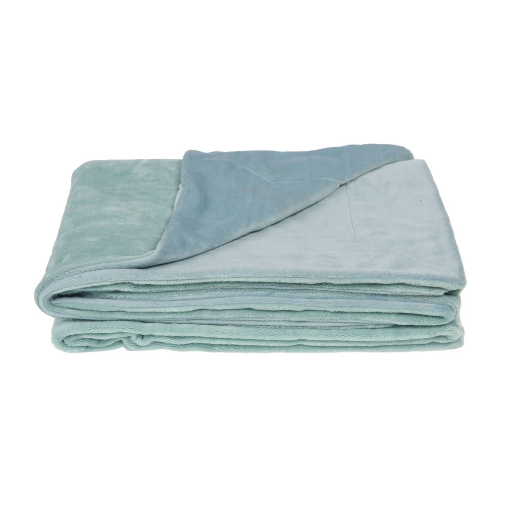 Plaid Lou bleu glacier 130x170 cm en polyester doux pour canapé