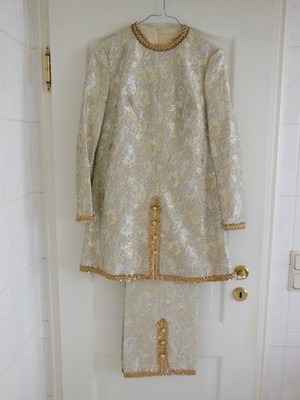 HUKO True Vintage Damen 2Tlg Theater Ball Kostüm Hosenanzug Gold UNIKAT !! 38/40