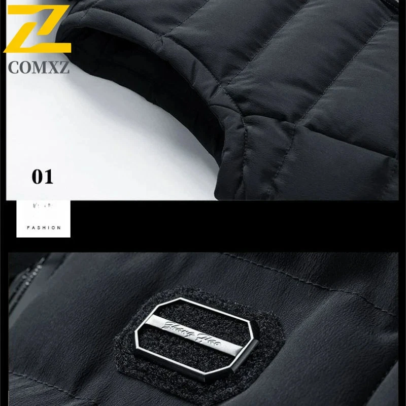 Winter Vests Men's Casual Padded Vest Jacket Outdoor Ski Cold-proof Hooded Vest - Image 2 of 4