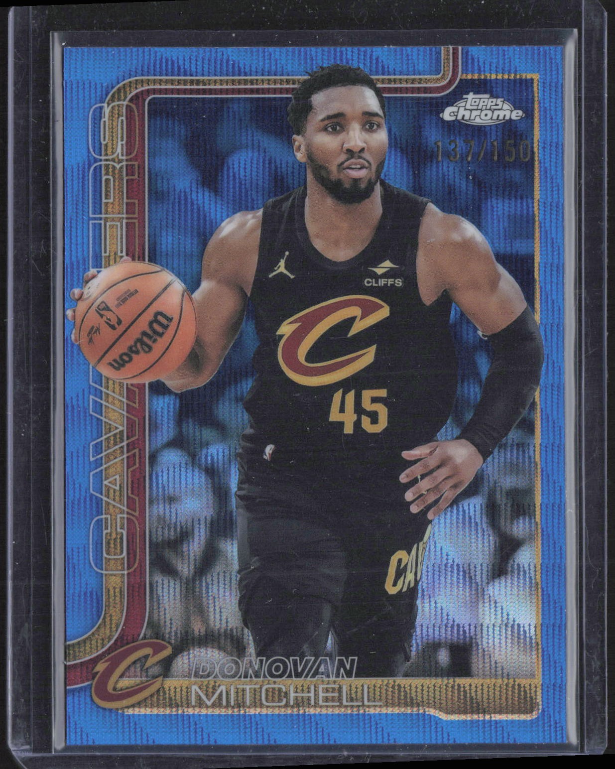 2025-26 Topps Chrome #69 Donovan Mitchell Blue Wave Refractor #/150