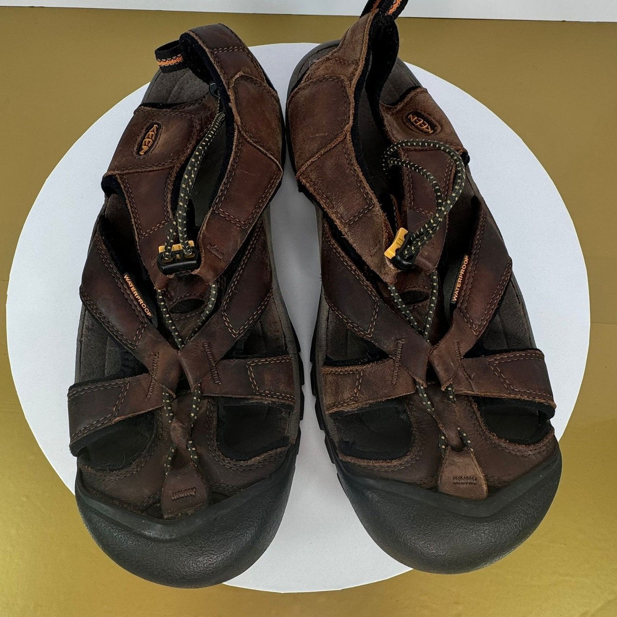 Keen Mens Venice Brown Leather Sport Sandals Waterproof Sz  display picture 2