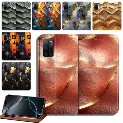 Vergoldet Textur Design Leder Cover Case für Oppo A54S/A55/X3/X5/A74/A93/A77