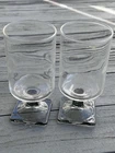 2 Vintage Federal Glass Nordic Midnight Square Pedestal Juice Glasses Smoky Gray