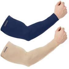 KMMIN Arm Sleeves UV Protection for Driving Cycling Golf Basketball Navy/Beige