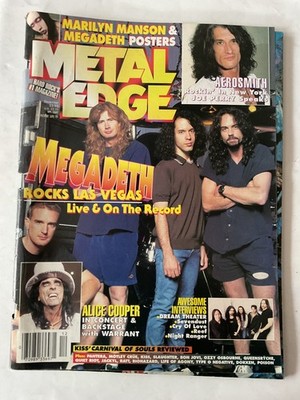 METAL EDGE DEC. 1997 MEGADETH ALICE COOPER AEROSMITH DREAM THEATER REEF + POSTER