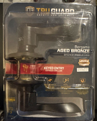 TRU GUARD Bergamo Keyed Entry Door Lever Lock Set, Aged Bronze