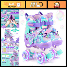 Adjustable Mermaid Roller Skates for Kids, Light Up Wheels, Indoor/Outdoor Fun