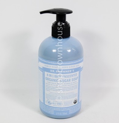 Dr. Bronner's 4-in-1 Hemp BABY UNSCENTED Pure Castile Soap 12 fl oz organic