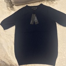 Ladies Short Sleeve Sweater Medium Navy Pure Cashmere Autograph Size 6
