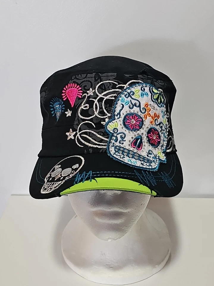 Leader LOGA Calavera Rosas Parche Bordado Cadete Grunge Sombrero Gorra Correa Lote  Foto 2 de 4