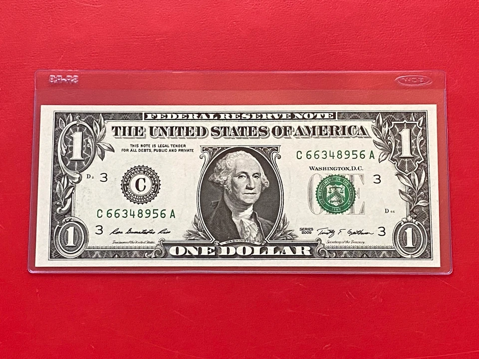 2009 $1 Dollar Bill FRN, ( PHILADELPHIA C ) UNCIRCULATED BANKNOTE. - Image 2 of 3