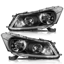For 2008-2012 Honda Accord Sedan 4Dr Black Clear Headlights Assembly Pair