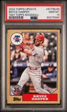 2022 Topps Update Baseball Bryce Harper 1987 Topps Card #87TBU45 PSA GEM-MT 10