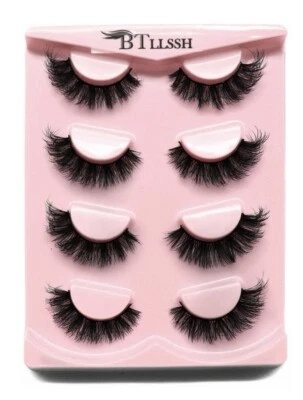 4 Pairs Big Fluffy Mink Lashes Cateye Tapered thick false Eyelashes wispy UK