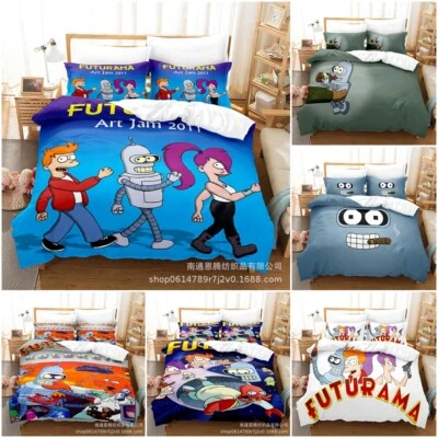 Futurama Philip Turanga Bender 3D Bedding Set Duvet Cover Single Double King UK