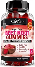 Sugar Free Beet Root Gummies Nitric Oxide Beet Chews Infused w Coconut Oil 120ct