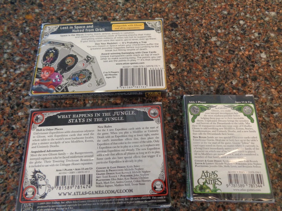Gloom Set 3 Expansion Packs In Space Unpleasant Dreams Cthulhu Gloom Brand New - Image 2 of 4