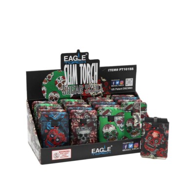 EAGLE Torch Sugar Skull Slim Torch PT161SS Display of 20 Windproof