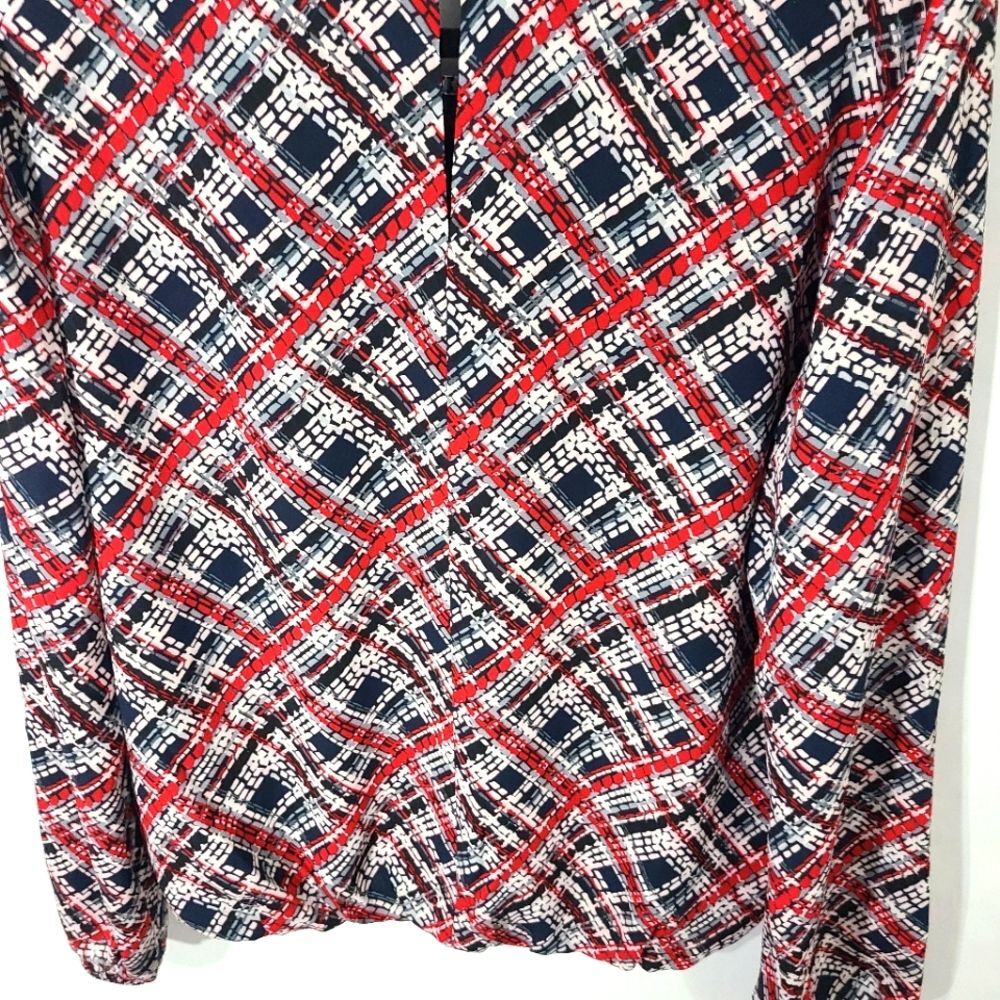 Tomy Hilfiger Women's Plaid Blouse Red White Blue Dressy Office thumbnail 4