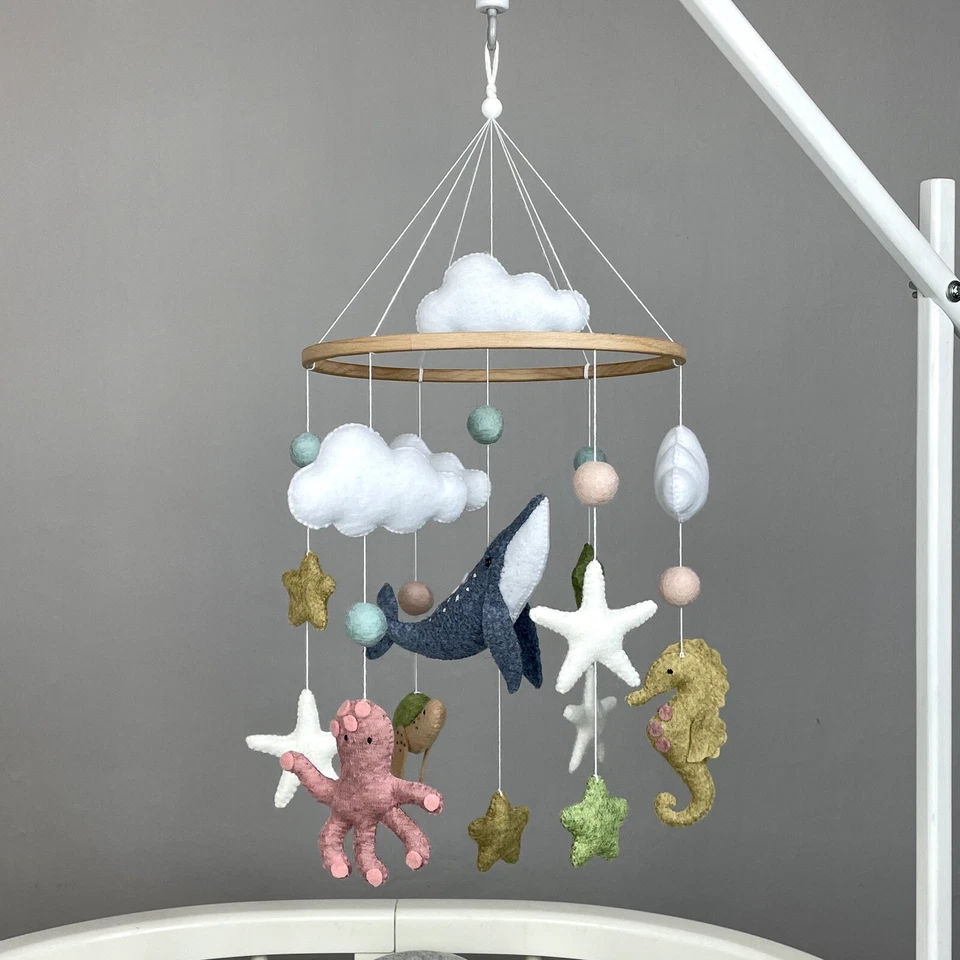 Ocean baby mobile crib Under the sea nursery Felt sea animals Nautical coastal - Image 2 of 4