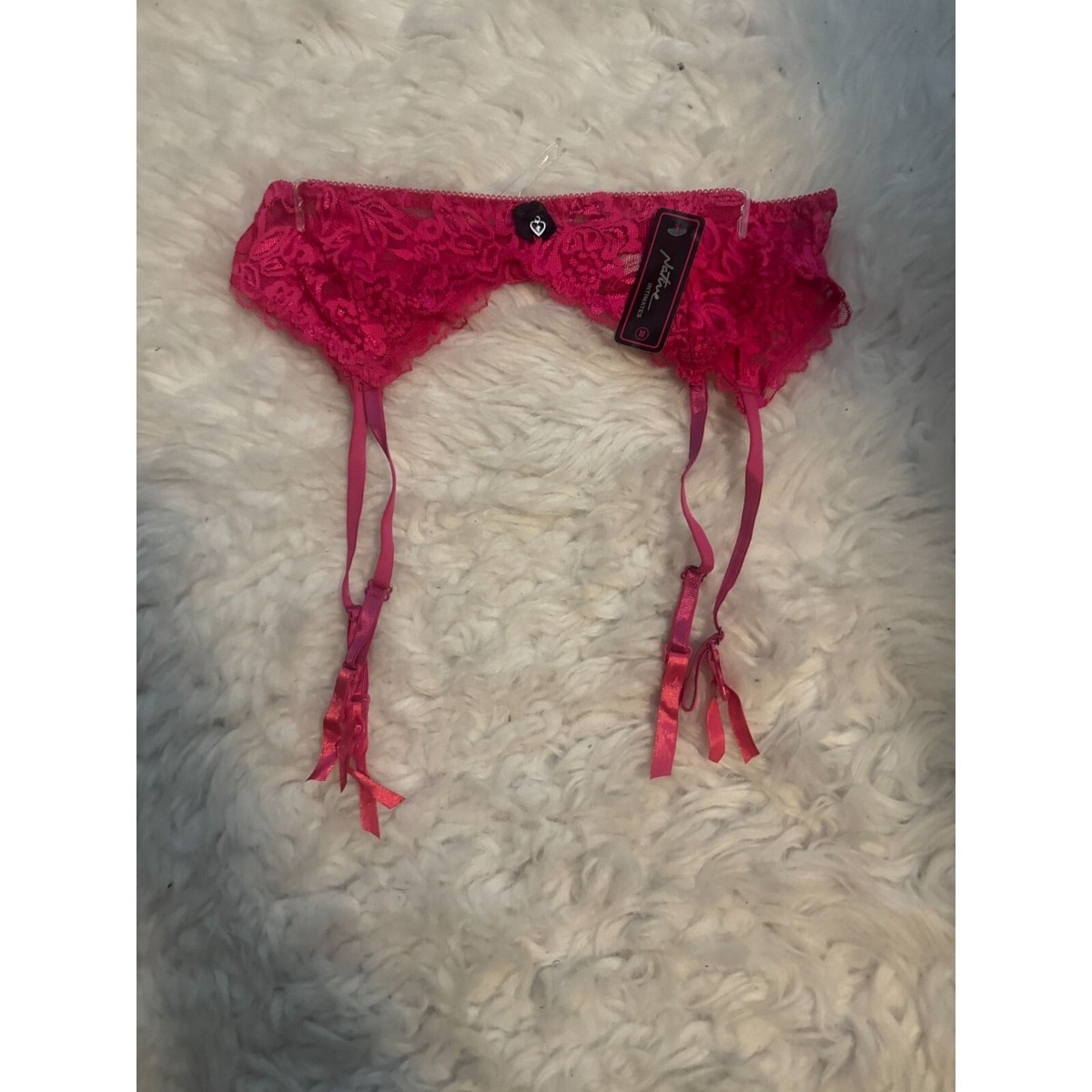 NWT Native Intimates Hot Pink Lace Garter Belt Size M (6) | eBay