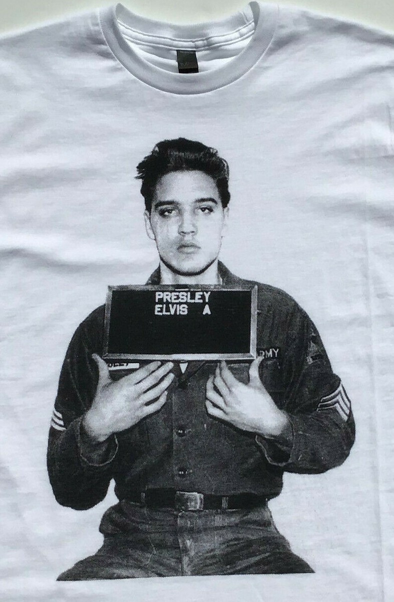 ELVIS MUGSHOT TEE $25 SIZES S-3XL FREE SHIP ROCK OUTLAW NEW