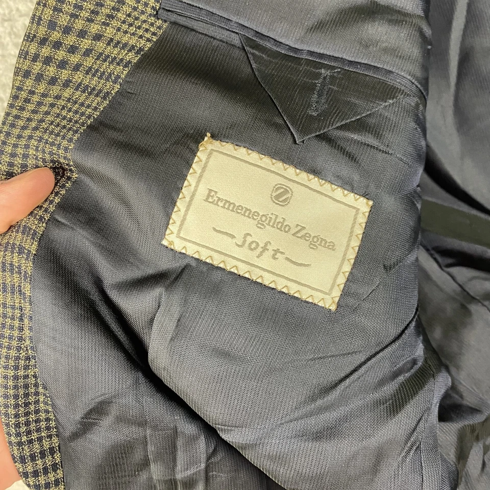 Ermenegildo Zegna Sport пальто мужской 44R шерсти шелк окно легкий блейзер - Изображение 4 из 4