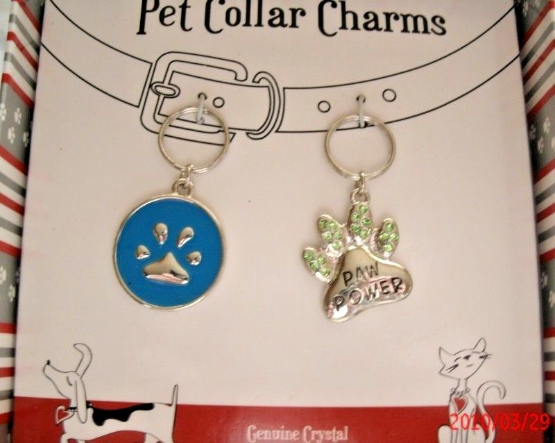 Pet Collar Charms 2pc Set Talk to Paw Pawsitively Spoiled Paw