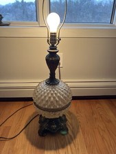 Vtg Ef & Ef Lamp Clear Glass Diamond Funeral Home Hollywood Lite Lamp Cemetery