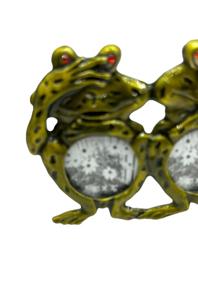 青蛙 Hear See Speak No Evil 绿色金属红眼睛相框 2x2 英寸图片 7 英寸 — 第 3/4 张图片