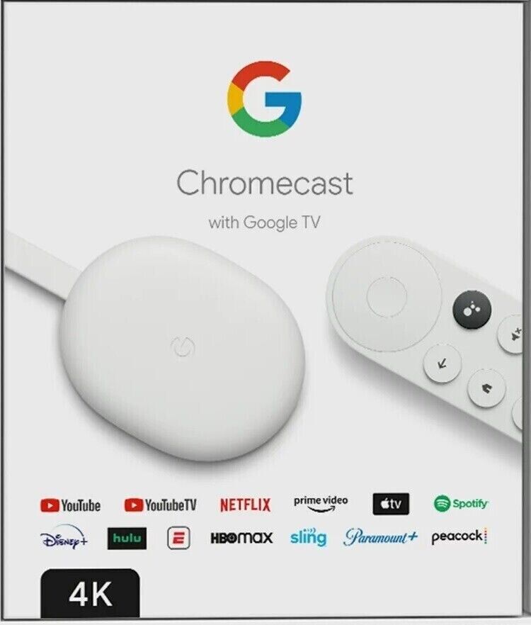 Google Chromecast with Google TV - Streaming Media Player in 4K HDR - Snow  - New 705353038525