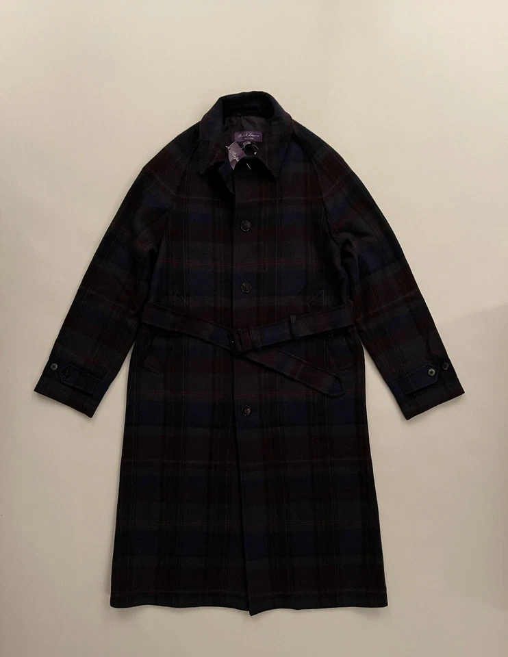 Abrigo Ralph Lauren Púrpura Etiqueta Escocesa Lana Sarga Balmacaan Azul Marino 40 L £3495 Foto 2 de 4