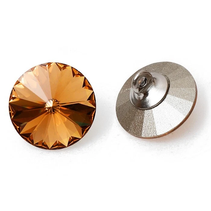 12mm Austria Crystal 1122 Rivoli Rhinestone Button with Shank, 6-pcs, SW-1122BT - Image 3 of 3