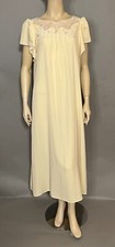 Vintage Natori Classics lace flutter sleeve long nightgown yellow size small