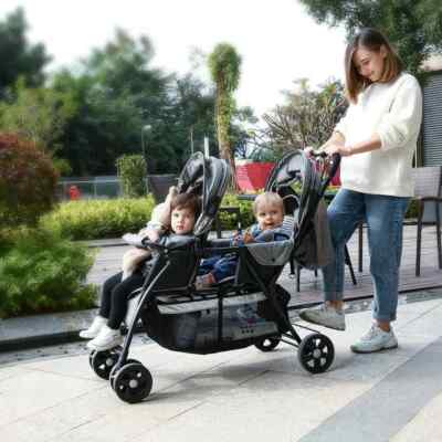 2in1 Kinderwagen Geschwisterwagen Zwillingswagen Zwillingsbuggy faltbar Buggy DE