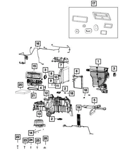 Carcasa del aire acondicionado para RAM 1500 2019-2025 (N/P 68396071AC)